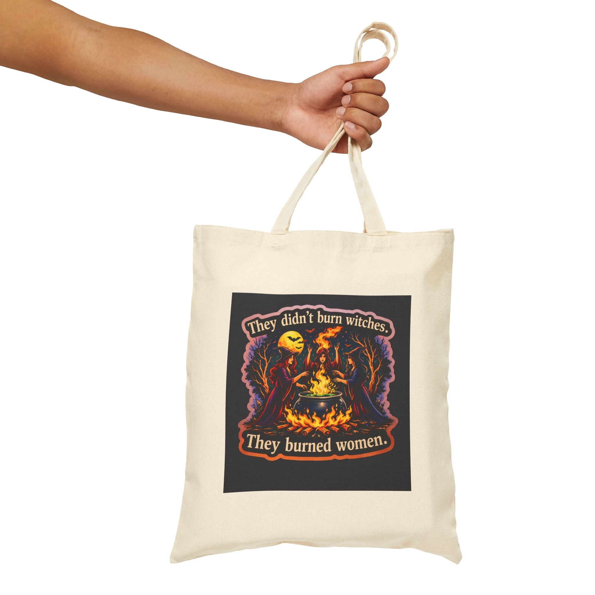 They Didn’t Burn Witches They Burned Women Tote Bag | Witchy Cauldron Illustration