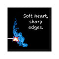 Soft heart, sharp edges Square Sticker | Match Flame Design, Black Background