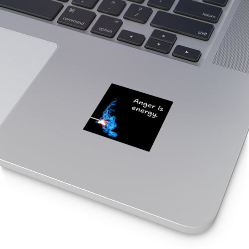 Anger Is Energy Square Vinyl Sticker | Match Flame Blue Smoke