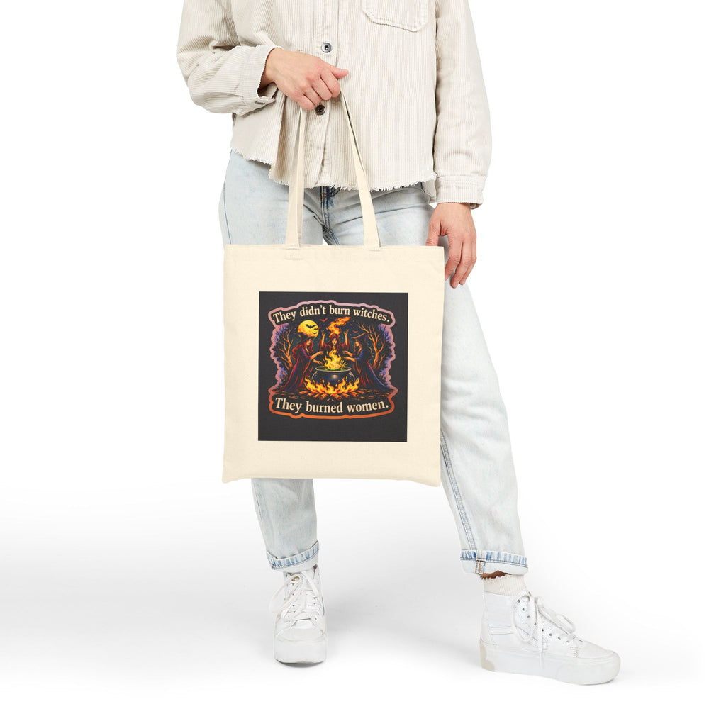 They Didn’t Burn Witches They Burned Women Tote Bag | Witchy Cauldron Illustration