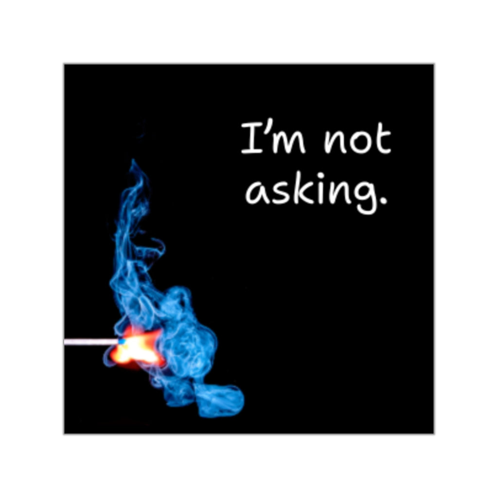 I'm Not Asking matchstick flame sticker | square vinyl sticker, sassy phrase