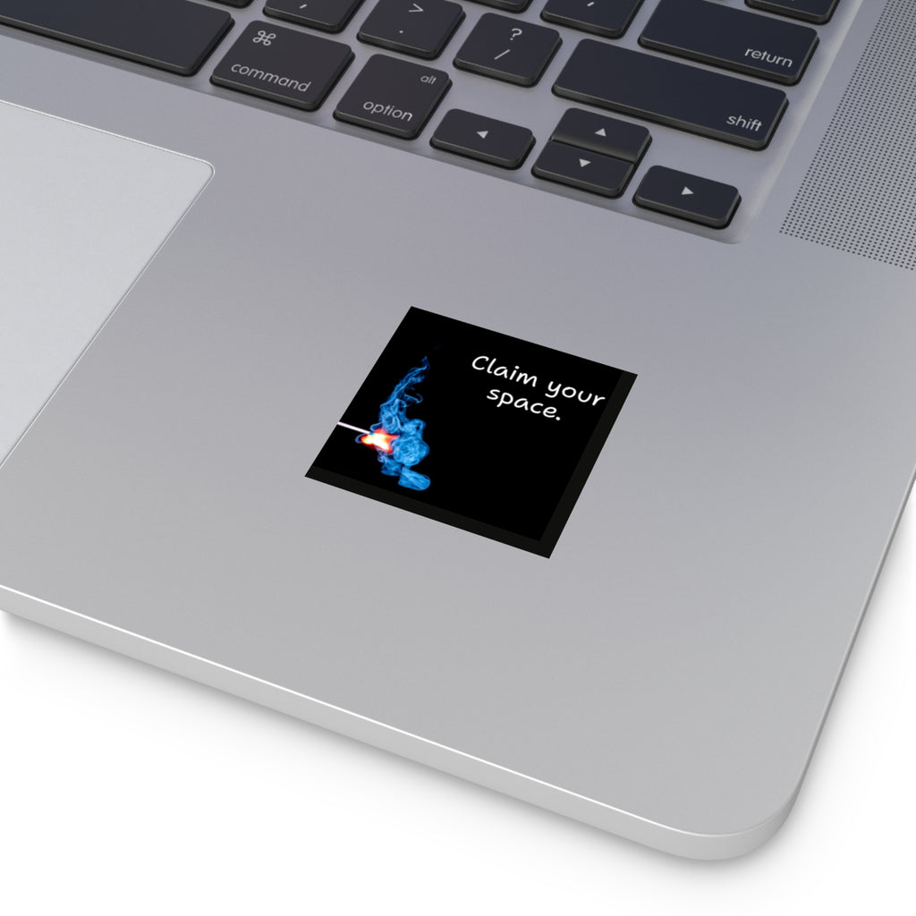 Claim Your Space match flame design Sticker | Square Vinyl Sticker
