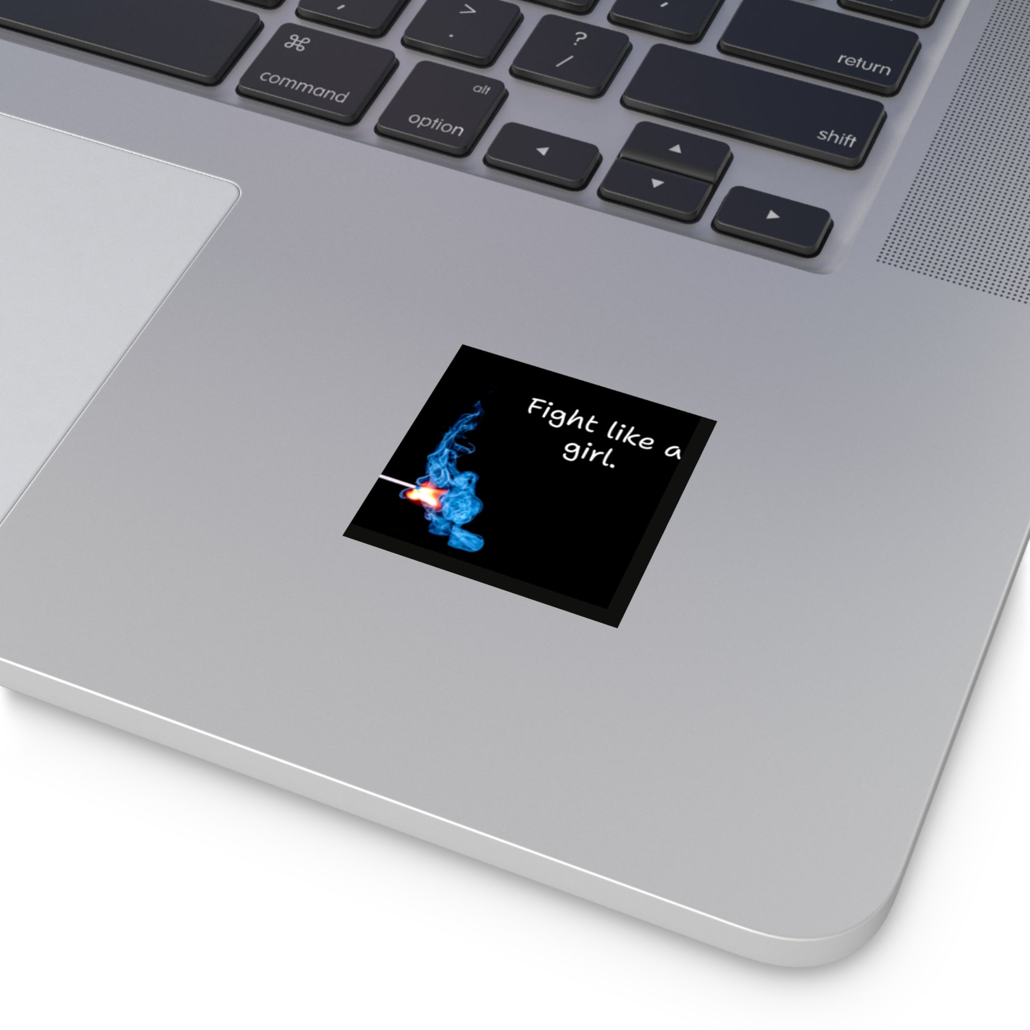 Fight Like a Girl matchstick flame sticker | Square Vinyl Sticker