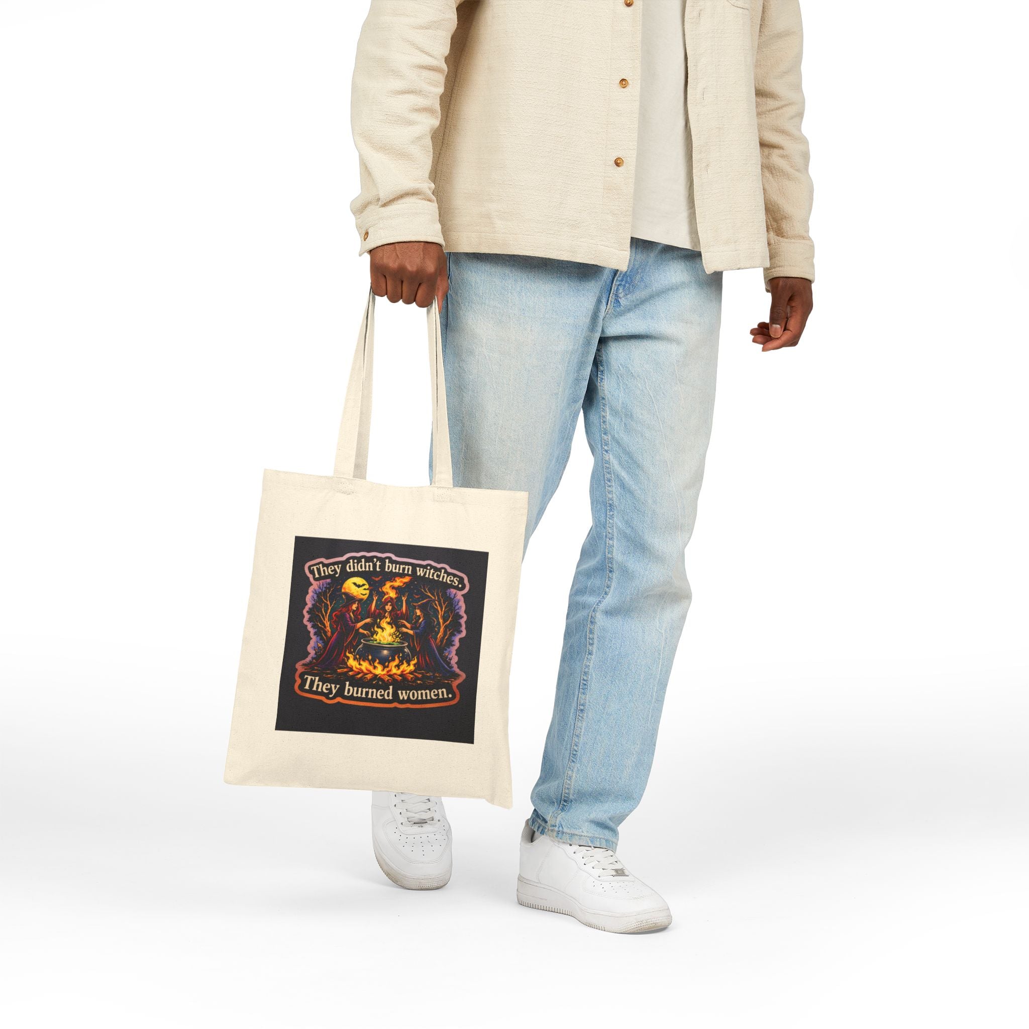 They Didn’t Burn Witches They Burned Women Tote Bag | Witchy Cauldron Illustration
